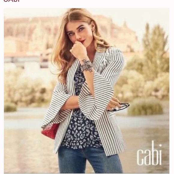 CAbi Ticking Stripe Blazer w/Bell Sleeves S - Picture 3 of 10